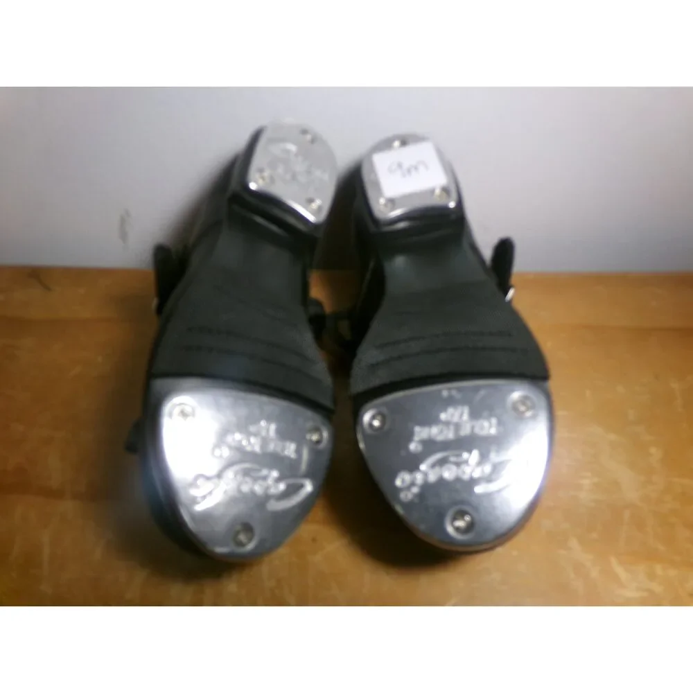 Pre-Owned Dance Tap Shoes Capezio 3800 9M Little Kids Black Mary Jane Leather E